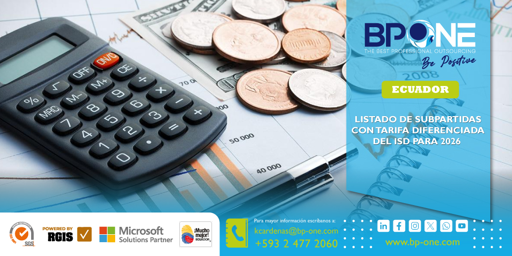 Ecuador: Listado de subpartidas con tarifa diferenciada del ISD para 2026